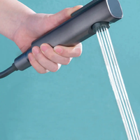 Ensemble de Douche Moderne en Laiton Chaude Froide 4 Fonctions avec Clavier de Piano Gris Anthracite pour Fixation Murale Colonne de Douche Effet Pluie