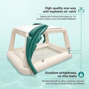 Cama Inflable Blanca Minimalista para Tomar el Sol con Elegante Diseño de Toldo, Tumbona Moderna para Piscina en el Patio Trasero para el Hogar - Product Image 3