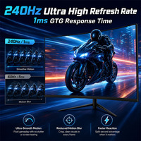 Monitor Gaming Curvo de 32 Pulgadas, 1080P, IPS, 240Hz, con Soporte Giratorio para Codificación Profesional y Uso de Escritorio