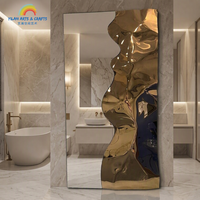 Sculpture d'art moderne, élégance contemporaine, miroir décoratif en métal pour l'intérieur, décoration murale haut de gamme pour villa, salle de bain