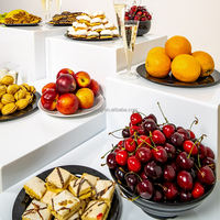 Support à gâteau en acrylique blanc portable pour mariage, présentoir de buffet unique, rehausseur de nourriture pour événements, fabriqué en PMMA