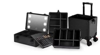 Miroir Led Organisateur de maquillage Train Case Rolling Trolley Case Professional Organizer Rolling Makeup Trolley Case