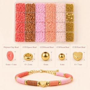 Kit de Pulseras Heishi de Arcilla Polimérica en 5 Colores con Cuentas Espaciadoras Doradas para Hacer Joyería DIY - Product Image 3