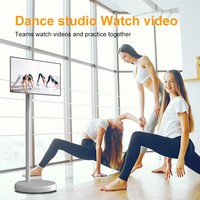 Televisor Portátil Inteligente Android de 21.5 Pulgadas con Pantalla Táctil Enrollable, Altavoz Integrado Blanco y Ruedas, Full HD LED IPS