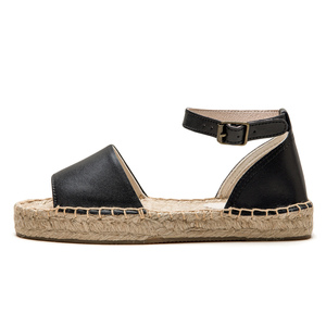 Sandalias de Esparto con Hebilla en el Tobillo para Mujer, Sandalias Planas Antideslizantes con Punta Abierta, Calzado Informal para Vacaciones en la <span class=keywords><strong>Playa</strong></span> - Product Image 3