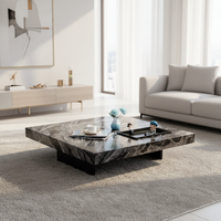 Table basse en marbre naturel de style italien moderne et luxueux, pieds en acier inoxydable noir, meubles de maison