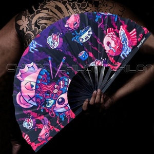 Grand ventilateur Rave Portable Pliant Kungfu Ventilateur à main Tissu en nylon promotionnel pour la publicité - Product Image 3