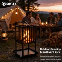 Barbecue portable d'extérieur robuste en fer, poêle à bois multi-usages pour camping, jardin et patio