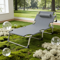 Chaise de plage et de bureau multifonctionnelle pliable en métal moderne pour l'extérieur, sans installation requise, inclinable et confortable