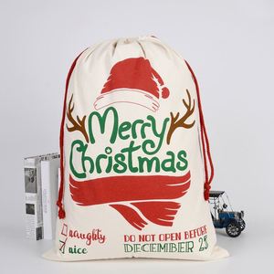 Sacs à cordon de Noël 2026 très populaires, grands sacs en coton écologiques, sacs de rennes et de Père Noël, sacs cadeaux de Noël à cordon - Product Image 2