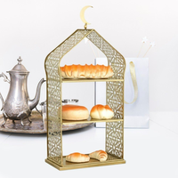 Islamitische Ramadan herbruikbare, populaire tafeldecoratie, fruit- en taartplateau, moskee-vormig ijzeren taart- en dessertstandaard