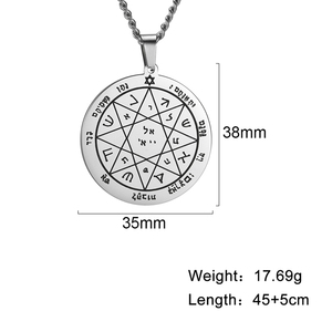 Collar con Colgante de Acero Inoxidable con <span class=keywords><strong>Amuleto</strong></span> <span class=keywords><strong>del</strong></span> <span class=keywords><strong>Rey</strong></span> Salomón Contra Enfermedades, Talismán <span class=keywords><strong>del</strong></span> Pentáculo de Marte y Escorpión, Joyería para Hombre - Product Image 5