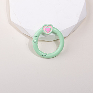 2025 nouvelle goutte peinture à l'huile en alliage de Zinc amour anneau printemps anneau bricolage téléphone portable chaîne porte-clés sac accessoires - Product Image 2