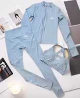 Ensemble de veste et débardeur de yoga noir avec coussinets de poitrine intégrés, respirant, fermeture éclair sur le devant, 2 pièces en stock