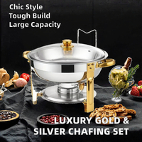 Ensemble de buffet de chauffe-plats en acier inoxydable or et argent de luxe ustensiles de chauffe-plats en métal pour la restauration