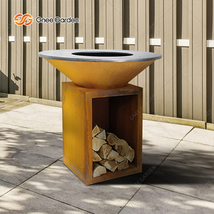 Corret de Camping en plein air, 5 pièces, en acier, bois, combustion du bois, Table de barbecue, foyer - Product Image 4