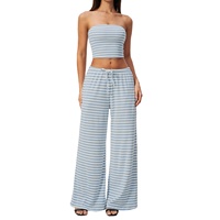 Ensemble 2 pièces de shorts de yoga grande taille haut de gamme anti-transpiration, rayés, décontractés, taille élastique, jambes larges pour femme
