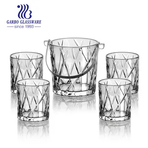 whiskey Cups and Ice Bucket whiskey Glasses Set 4pcs cup Barware Collection Beer Wine Chiller with Handle for Freezer whisk