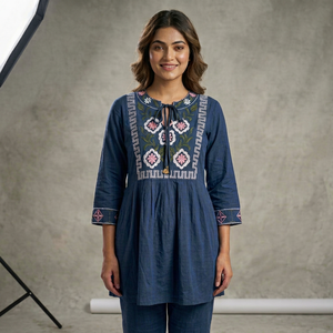Blusa de Rayón Bordada para Mujer, Estilo Indio Formal, Sin Arrugas, para Todas las Temporadas, Oferta Especial para Festivales, Venta al Por Mayor - Product Image 1