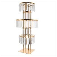 Nouvel Arrivage : Grand Candelabre de Luxe en Métal, Cristal et Acrylique, Support Floral Doré, Décoration Professionnelle pour Événements et Fêtes, Décoration de Table et de Fond de Scène