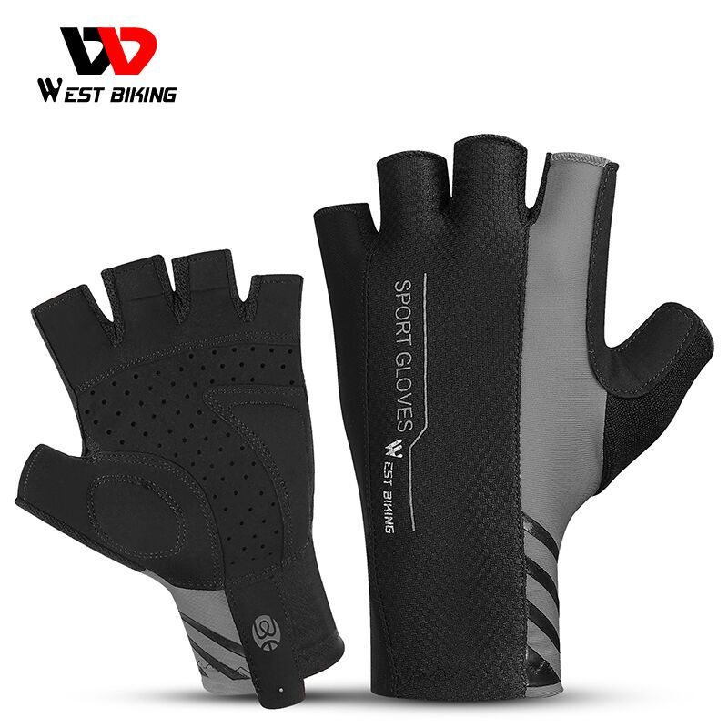 Велосипедные перчатки WEST BIKING, дышащие Митенки на полпальца, защита от ударов, для горных велосипедов, гонок, летние