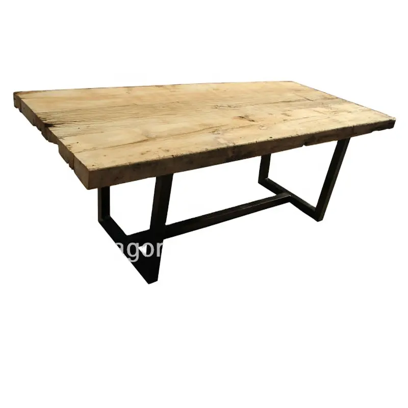 중국 골동품 재활용 소박한 나무 철 다리 슬래브 dinning 테이블