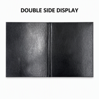 Porte-menu A4 en similicuir noir froissé, couverture plate double face pour restaurants, cafés, hôtels avec logo personnalisé en relief