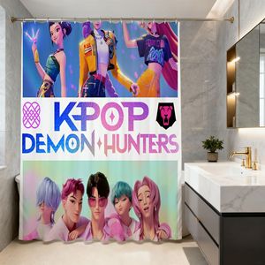 Cortina de Ducha Impermeable para Baño, Personalizada con Diseño de Dibujos Animados de K-POP Kpop Demon Hunters, Impresa en Poliéster, Duradera y Ligera - Product Image 6