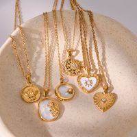 Collar de Lujo para Mujer, Chapado en Oro de 18K PVD, Personalizado, de Acero Inoxidable, con Colgante de Corazón, Sol, Luna, Ángel y Perla, Collares con Dijes Delicados
