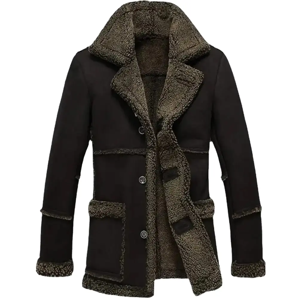 Acquista il miglior stile di alta qualità stile invernale da uomo pelliccia nera stile Reacher cappotto di montone di alta qualità di materiale