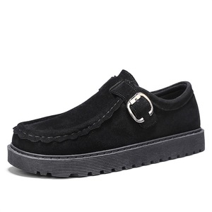 Zapatos de Cuero Casuales para Hombre, Estilo Británico Retro, Sin Cordones, Diseño Sólido, Transpirables, Antideslizantes, Otoño 2025 - Product Image 5