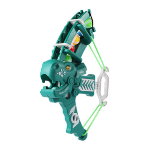 Jouet arc et flèches à bille collante sur le thème des dinosaures pour enfants, jeu d'intérieur, vert, 34x6x22cm, construction en PVC durable - Product Image 1