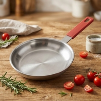 Poêle à frire en acier inoxydable électrolytique non poli, sans revêtement, pour steak et œufs, vente en gros, ustensiles de cuisine