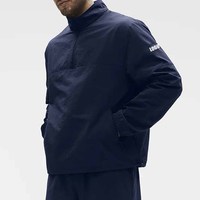 Veste coupe-vent légère en nylon pour homme, avec logo personnalisé OEM, tissage doux, fermeture éclair 1/4, coupe ample, avec poches zippées