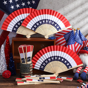 Regalo de fiesta del Día DE LA Independencia <span class=keywords><strong>Bandera</strong></span> Patriótica con lentejuelas de estrellas Abanico de mano Artesanía de bambú de verano Animal floral adornado para el Día DE LOS Caídos - Product Image 5