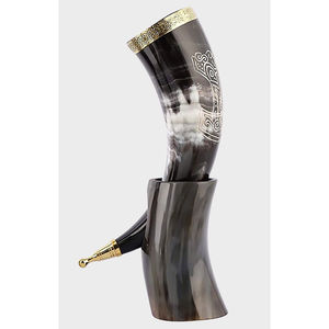 Cuerno Vikingo para Beber Cerveza con Borde de Latón, Diseño Moderno, Hecho a Mano, en Venta por Exportadores - Product Image 1