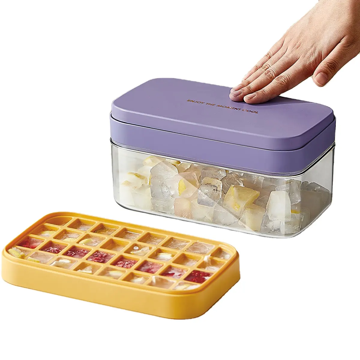Portable Ice box Maker Mold Cells Kitchen And Home ice cube tray with lid ice Cube Tray Mold Leakproof