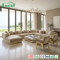 Canapé modulaire en velours de luxe moderne en forme de L, ensemble de canapés en tissu écologique, grand mobilier de salon pour villa, hôtel et manoir