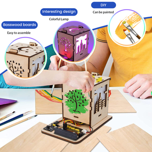 Kolay montaj bilim deneyleri öğretici oyuncaklar Microbit kurulu ile çocuklar için DIY ahşap kök el sanatları montaj lambası - Product Image 5