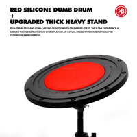 Beatello JBK Wholesale 12 Inch Red & Black Silent Drum Practice Pads Kit Set with Stand Custom Logo Option High Quality