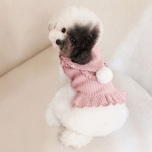 2025 Natal Ano Novo Outono e Inverno New Pink Thickened Listrado Cat Clothing Pet Dress Clothing + Hat - Product Image 1