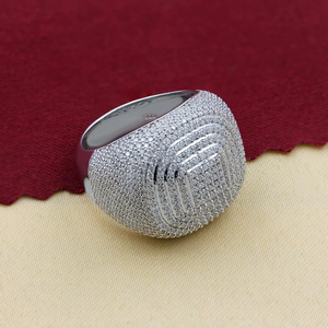 Luxury Fashion Moissanite Ring in 925 Sterling <b>Silver</b> Featuring Radiant Pave Setting for Men and Women Jewelry Collections - Product Image 5