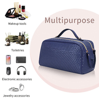 Sacs à cosmétiques imperméables avec poignée en cuir PU personnalisée, sacs à maquillage avec impression, pochette zippée