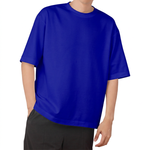 เสื้อยืดโอเวอร์ไซส์ ยูนิเซ็กซ์ สีพื้น ผ้าฝ้าย 100% ระบายอากาศได้ดี แขนปกติ คอกลม ผ้าเจอร์ซีย์ถักแบบเรียบง่าย ทรงหลวม น้ำหนัก 240 กรัม - Product Image 4