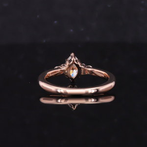 Starsgem, joyería para mujer, Diamante de corte Marquesa, anillo de compromiso de diamante cultivado en laboratorio de oro rosa de 14 quilates - Product Image 4