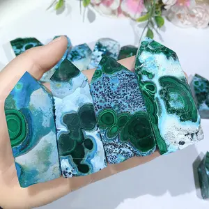 Wholesale Raw Chrysocolla Rough Stone Tower Crystal Natural Chrysocolla Malachite Crystal Point