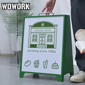 WOWORK kotak lampu iklan poster berdiri lantai akrilik dua sisi Vintage untuk bar kopi Pub toko