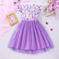 Robe de scène d'été pour enfants, nouveau style avec manches bouffantes en maille, imprimé numérique, vêtements de mode pour filles