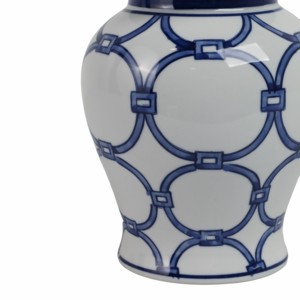 Vaso Decorativo in Ceramica con Coperchio, Motivo Blu e Bianco, per Arredamento Casa, Soggiorno, Camera da Letto, Ufficio, Centrotavola - Product Image 5