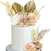 Gold Palmblätter Papier fächer Faux Rose Flower Balls Cake Topper für Geburtstags feier Dekorationen